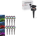 LEONLITE 10W RGB Low Voltage Landscape Lights Bundle 10-Way Junction Hub 8 Pack 12V LED Landscape Spotlights &amp 1 Pack Fit 9-21 Gauge Wire Landscape Wire Connectors