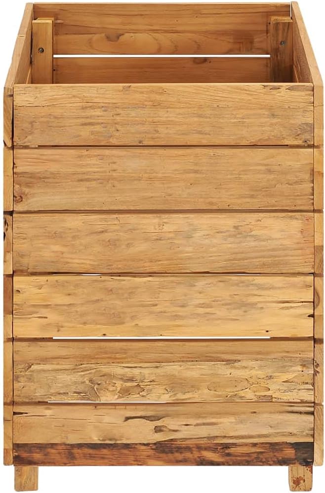 Raised Garden Bed Wooden Raised Bed Raised Garden Planter Box for Vegetables Flower Herb Gardening 19.7 x 15.7 x 21.7 Recycled Teak and Steel