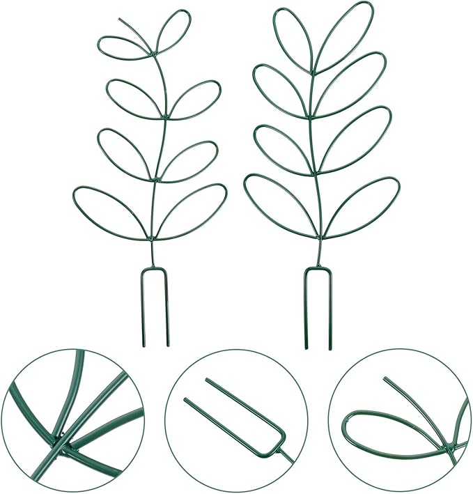 2pcs Metal Garden Trellis for Climbing Plants Outdoor Plant Support Rack with Green Coating Tomato Cage Flower Climbing Holder for Patio