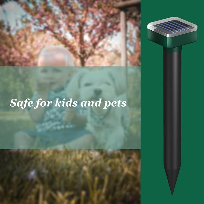 Powerful Snake Repellent for Yard &amp Outdoor Snake AwaySolar Sonic Snake Repeller Waterproof - Safe for Pets and Kids Keeps Snakes Away from Garage Lawn Home (6)