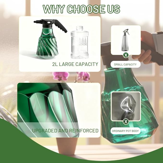 Large Capacity Electric Plant Mister Rechargeable Sprayer for Indoor &amp Garden Battery Powered with Adjustable Nozzle Fine Mist &amp Continuous Spray