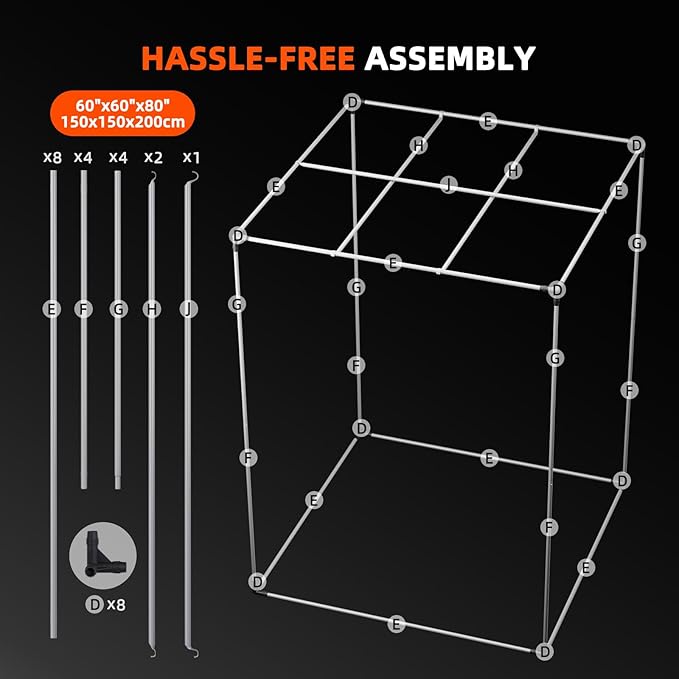 Spider Farmer 5x5 Grow Tent 2025 New 60x60x801680D Thicken Mylar Canvas with Hook for Controller and Power Strip Enlarged View Window for Indoor Hydroponic Growing for SF7000 SE7000 G7000