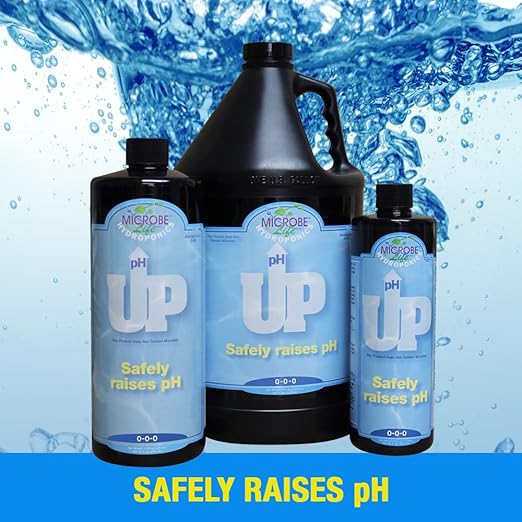 Microbe Life Hydroponics pH Up pH Control Liquid Premium Buffering for pH Stability Increases pH Levels Use with Any Feeding Systems Including Hydroponics or Soil 2.5 Gallons