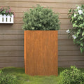 Corten Steel Medium Tall Planter 16.5 x 16.5 x 29.5 in Weathering Rusty Garden Box for Patio Raised Flower Bed Outdoor Modern Industrial Look
