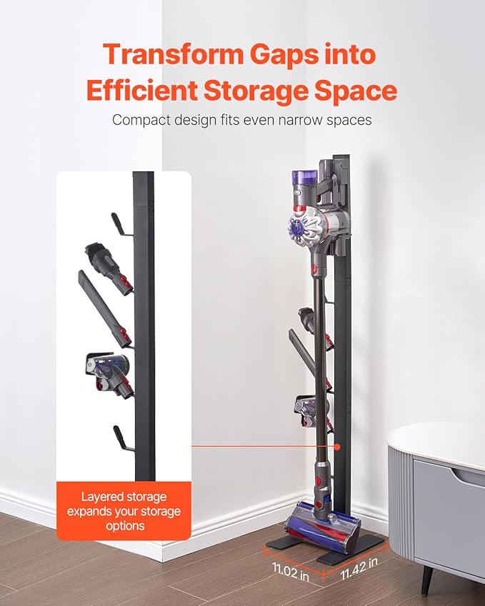 VEVOR Vacuum Stand Compatible with V6 V7 V8 V10 V11 V15 Stable Vacuum Stand Holder with 6 Hooks for DC30 DC31 DC34 DC35 DC58 DC59 DC62 D74 Cordless Upright Vacuum Cleaners &amp Accessories