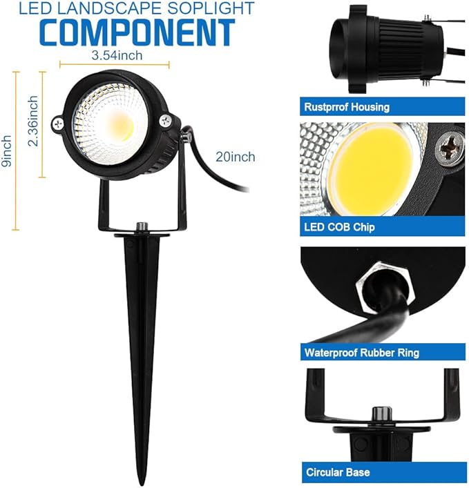 EAGLOD 5W Spot Lights Outdoor 5000K Daylight White Flag Pole Light 12V~24V AC/DC LED Landscape Spotlights Waterproof Low Voltage Landscape Lighting for Yar (10)