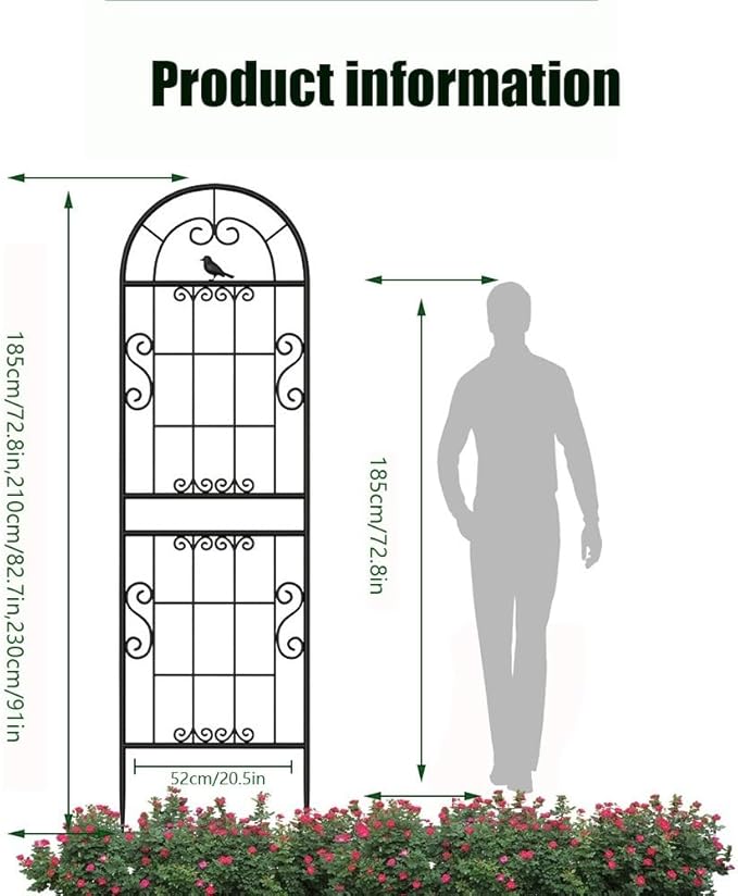 Iron Plant Trellis for Climbing Plants Support Outdoor/Indoor 1-Pack Garden Trellis for Potted Plants Tomato/Rose Plant Vine Support(Color:WhiteSize:230 * 52cm/91 * 20.5in)