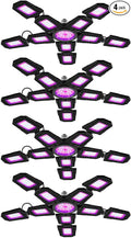 4Pack 400W LED Plants Light E27 Deformable Grow Lamp Bulbs Seedling Hydroponic Fill Lamp 100-277V Foldable Greenhouse Tent Planting Box UV/IR Vegs Flower Fruit Cactus Potted Moss Cultivate Lighting