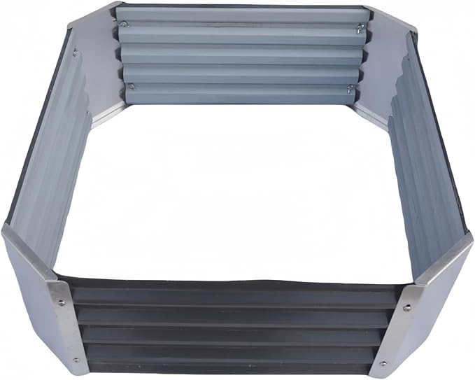 2.5ft x 2.5ft Galvanized Raised Garden Bed Horticultural Planting Box Metal Planter Boxes Outdoor Suitable for Plants Flowers Vegetables Herbs Fruits Dark Grey
