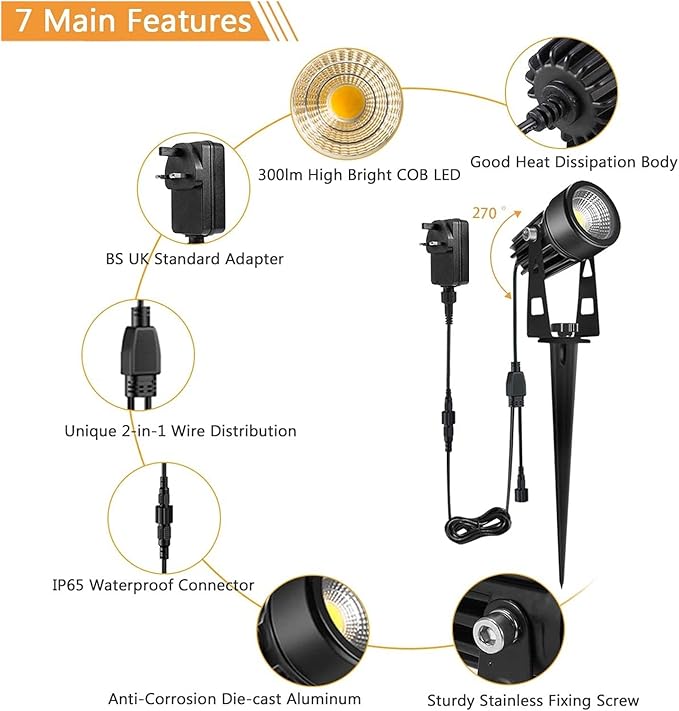 Garden Light Spotlight Power Supply 21m Outdoor Light IP65 Peak Lighting Upward 12V Warm for The Path Fenced Terrace (6n1 can be Linked to 10 Points)