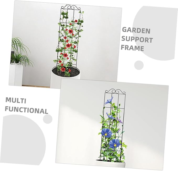VILLCASE 4pcs Garden Plant Climbing Trellis Frame Metal Support for Vines Potted Plants Indoor Outdoor Gardening 50x15cm Black Climbing Stem Holder