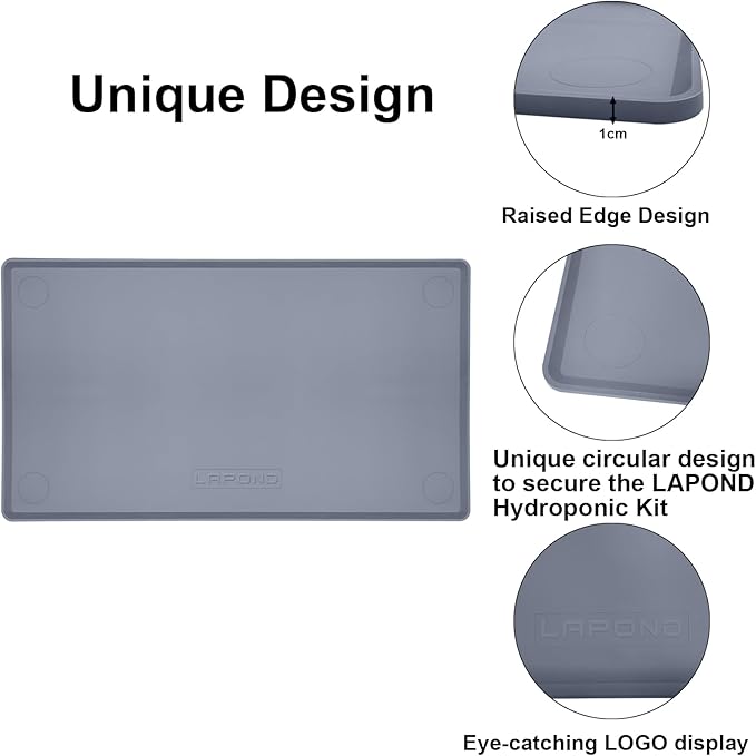 Silicone Waterproof Mat for Hydroponics Growing System IndoorWater Bucket MatEasy to Clean and Non-Slip43.3 x 23.6 InchesGray