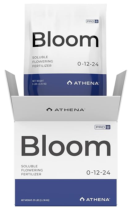 Athena Pro Bloom | Dry Soluble Bloom Booster Fertilizer for Flowering | Plant Food with NPK 0-12-24 | Professional-Grade Nutrients for Soil &amp Hydroponics | 25 LB Box