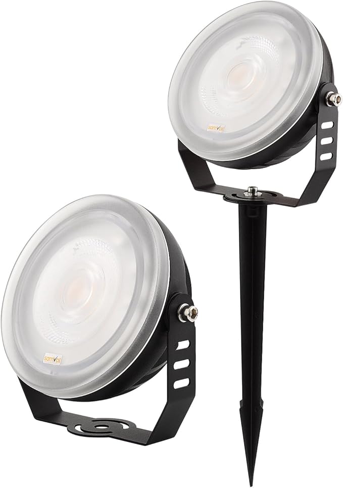 24W LED Edge-Lit Landscape Spotlight IP67 Waterproof 120V 3000K Thickened Aluminum 270° Adjustable Bracket for Yard Garden Tree Architectural Lighting