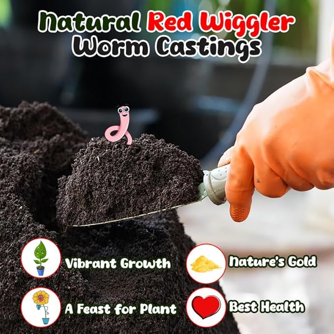 Organic Worm Castings for Plants 2 Lb - Vermicast from Red Worms for Composting - Soil Amendments &amp Gardening Soil for Outdoor Vegetables - Fine &amp Crumbly Worm Castings for Indoor Plants