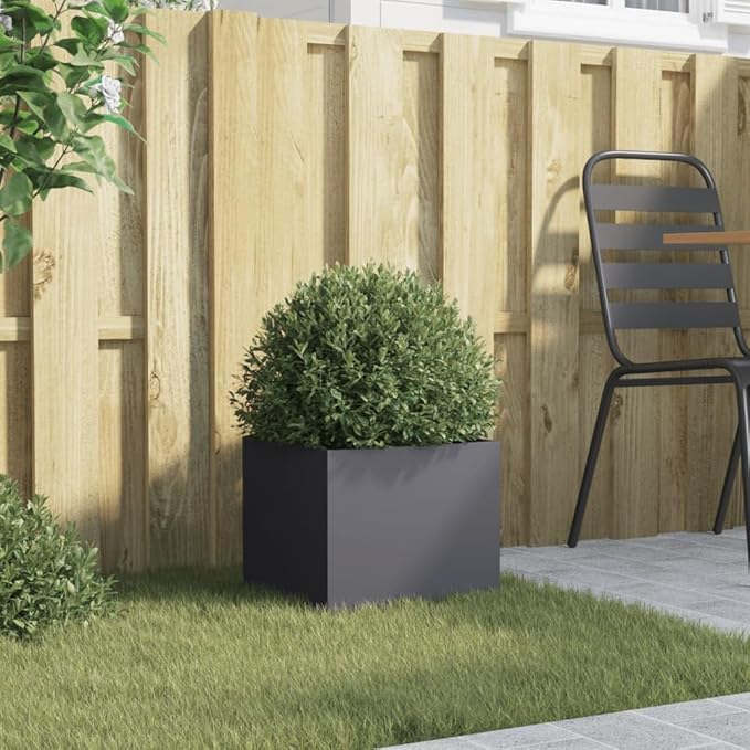 Raised Planter Box 12.6x11.8x11.4 Outdoor Elevated Garden Bed Anthracite Steel Raised Flower Bed for Patio Planters and Garden Boxes