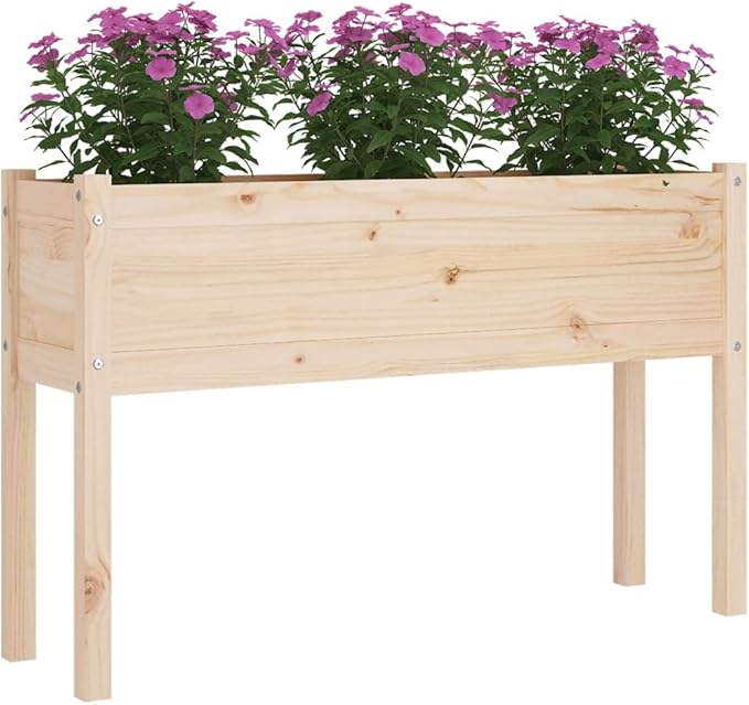 43x28 Untreated Pine Garden Planter Box Large Outdoor Rectangular Raised Bed for Herbs Veggies &amp Flowers Rustic Brown Wood Planter for Patio Balcony &amp Backyard