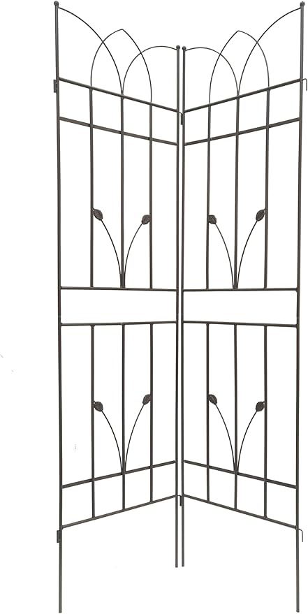 Prime 2 Pack Metal Garden Trellis 71 x 17.7 Rustproof Trellis for Climbing Plants Flower Support Outdoor Brown