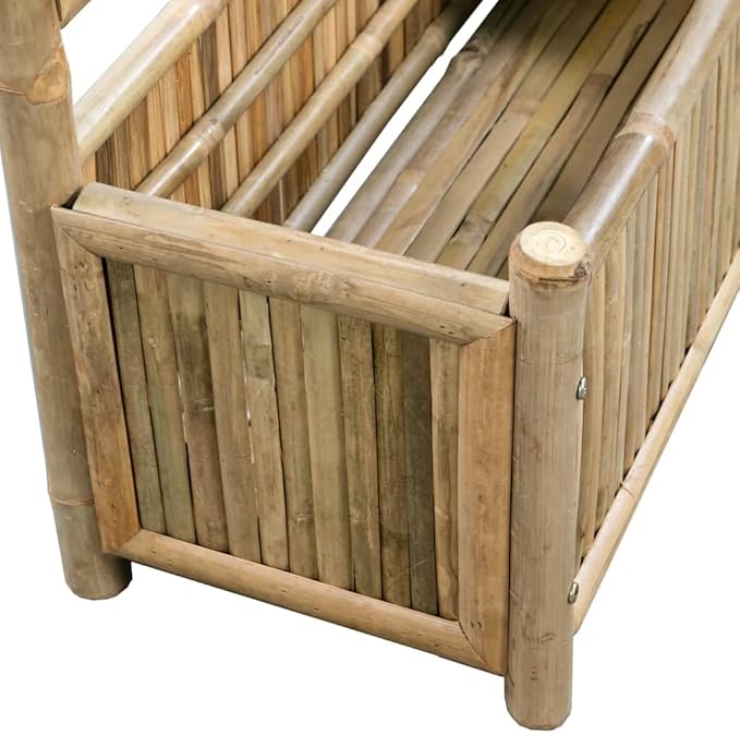 Garden Raised Bed Natural Bamboo 27.6x11.8x53.1 inch Outdoor Planter with Trellis for Climbing Plants Patio Deck Balcony