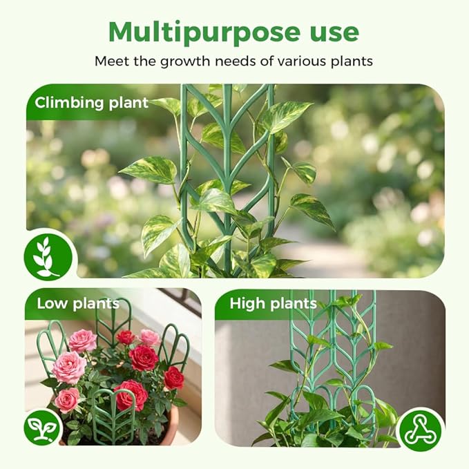 Plant Trellis for Climbing Plants Indoor Outdoor Plastic Garden Trellis Adjustable Potted Plant Support for Pothos Ivy Hoya Monstera &amp Flower Vines (9PCS)