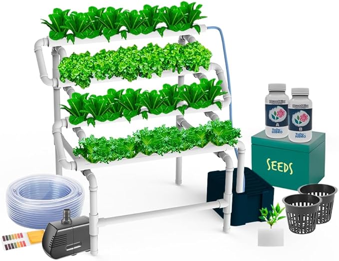 Hydroponic Kit N9 NFT System for 32 Plants Complete Indoor Garden with Nutrients Seeds &amp Accessories