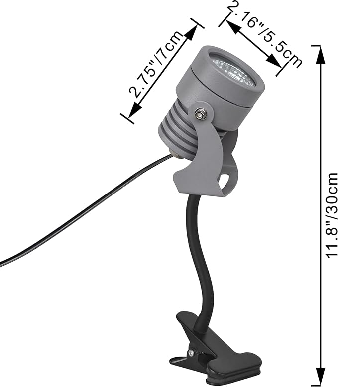 Kiven IP65 Waterproof LED Landscape Up Down Light Mini Decorative Spotlight Lamp with Plug-in Cord and Timer for Indoor Outdoor Plants Yard Advertising Board LED Lawn Light (3W Cool White)