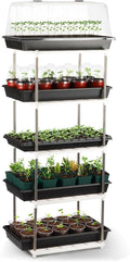 5 Layer Seed Starter Tray Plant Stand Storage for Nursery Pot Seedling Cell Tray Container Indoor/Outdoor Plant Rack Holder (White)