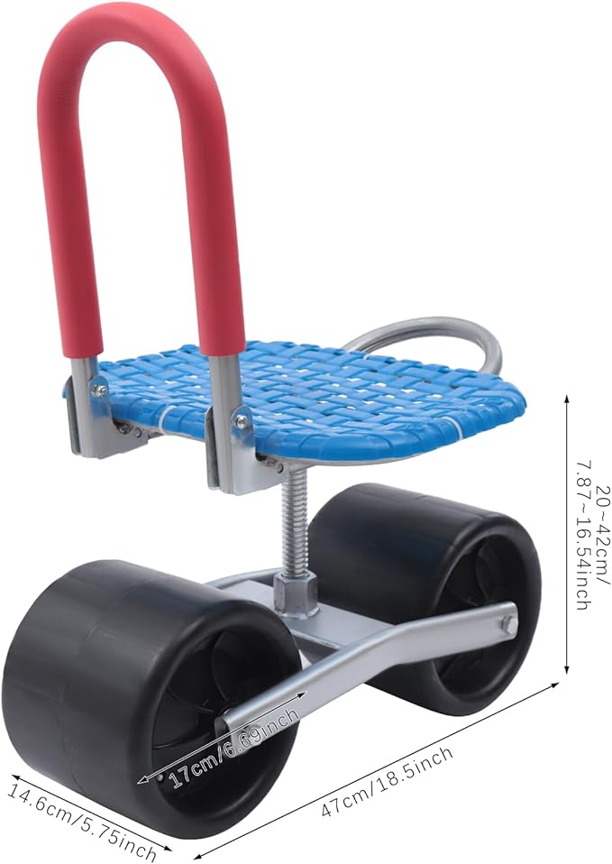 Garden Cart Rolling Stool with Wheels Stable Workseat Sturdy Cart Adjustable Seat Height and Direction Gardening Helper