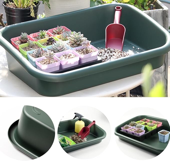 Garden Tidy Tray Multifunctional One Piece Potting Tray for Seeding Mixing Growing and Pot Storage Succulent and Cactus Soil Potting Mix Tray 23x16.4x4.3Green