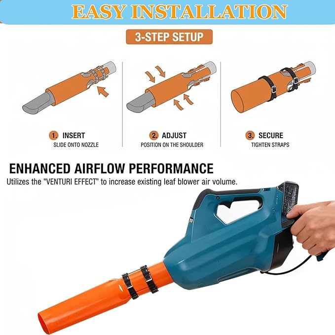 3pcs Leaf Blower Air Booster Universal Leaf Blower Nozzle Attachment Extension for 2–3in Blower Tubes Cordless Leaf Force Air Flow Amplifier Easy to Install for Fallen Leaves/Snow/dust Cleanup