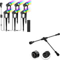 SUNTHIN 6 Pack RGB Color Changing Spot Uplights with Remote &amp 9.8FT T Shape Tee Extension Cord