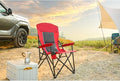 High Back Heavy Duty Lawn Chair Support 250LBS Portable Collapsible Chair with Cup Holder (Red + Steel)
