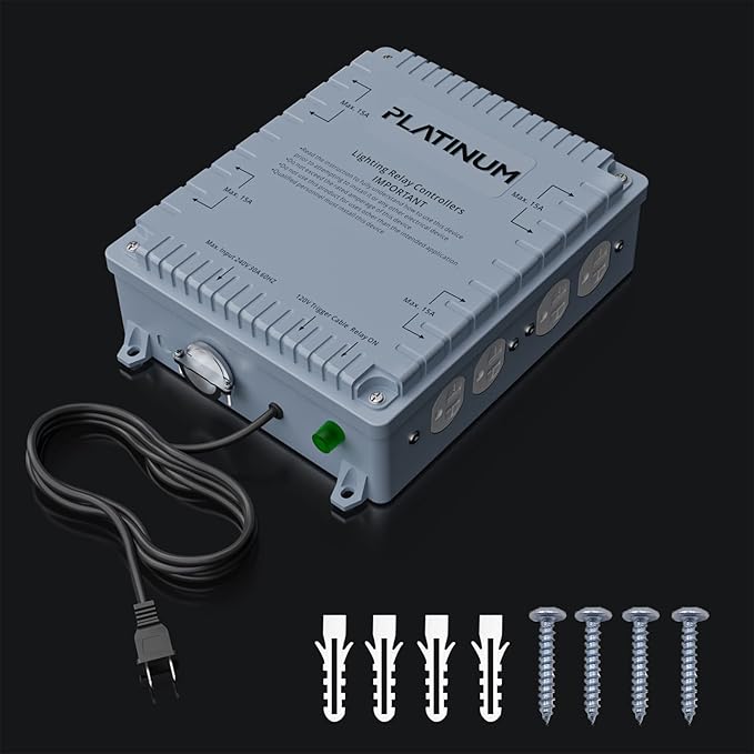 Lighting Relay Controller 8000W 8-Light HID Master Relay Controller w/Trigger Cord for Hydroponics Indoor Grow Lighting (8-Outlet)