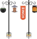 Double Shepherds Hooks for Outdoor2 Pack 90 Inch Bird Feeder Pole with 5 Prongs BaseHeavy Duty Shepherds HookSuitable for Garden in Hanging Flower BasketLanternBird Nests (90 Inch)