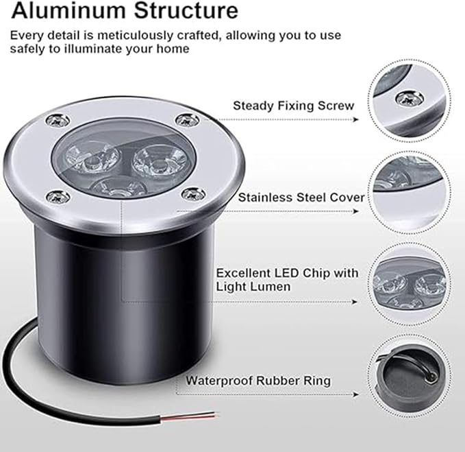 Outdoor Buried Lights - Ground LED Landscape Lamp IP67 Waterproof Recessed LED Spotlight AC85-265V Floor Lamp Round Stainless Steel Garden Lawn Light For Patio Path(Warm White Light15W)
