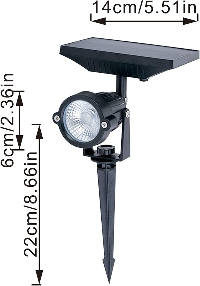 Outdoor LED Spotlight Waterproof Solar Spot Lights Bright Flag Light with Spiked Stand Landscape Automatic Mini Lawn Lamp 3W Graden Light Decorative Courtyard Warm White HWD0174