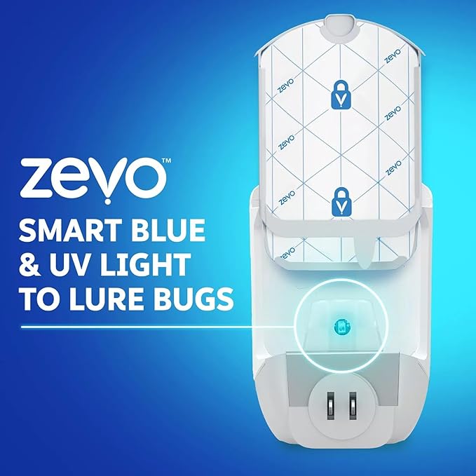 Zevo Flying Insect Trap Fly Trap Fruit Fly Trap (2 Plug-in Bases + 6 Refill Cartridges)