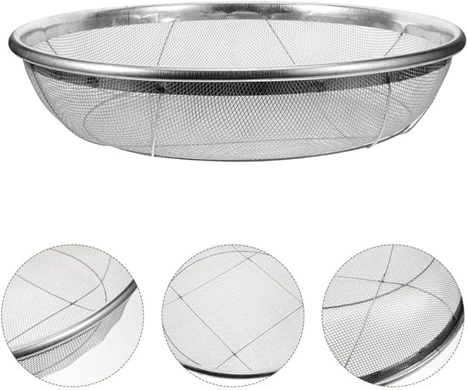 Yardwe Soil Sifter for Gardening Stainless Steel Sieve Strainer Easy to Use Sifting Pan