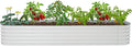White Raised Garden Bed Kit 112” 14-in-1Metal Planter Box Aluminum-Zinc Plated Steel Planter Box for Outdoor Plants Vegetables Flowers &amp Herbs (Large)