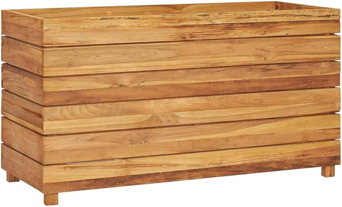 Raised Garden Bed Wooden Raised Bed Raised Garden Planter Box for Vegetables Flower Herb Gardening 39.4 x 15.7 x 21.7 Recycled Teak and Steel