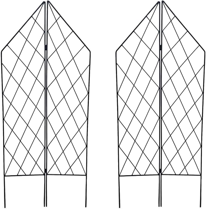 2 Pack Metal Garden Trellis for Climbing Plants Foldable 45.3 H x 9.8 W Black Iron Wire Lattices Grid Panel for Climbing Plants Vines Flower Support Decorative Outdoor
