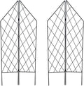 2 Pack Metal Garden Trellis for Climbing Plants Foldable 45.3 H x 9.8 W Black Iron Wire Lattices Grid Panel for Climbing Plants Vines Flower Support Decorative Outdoor