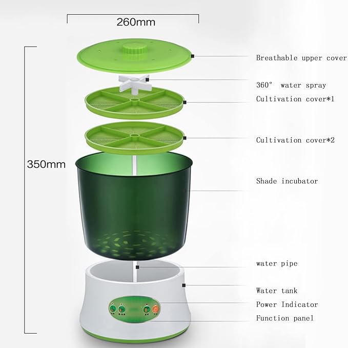 Bean Sprout Machine 2PCS Automatic Bean Sprout Machine Household Kitchen Large Capacity Bean Sprout Cultivation kit 3 Layers US (3 Layers (2 Layer UK)