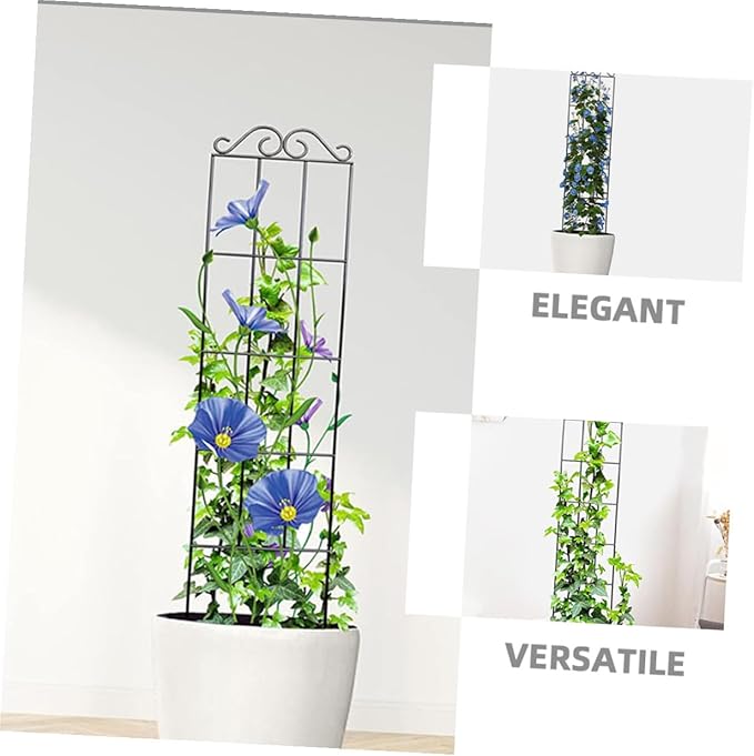 minkissy 4pcs Metal Garden Plant Climbing Trellis Frame for Vines and Flowers 50x15cm Black Plant Support for Indoor Outdoor and Garden