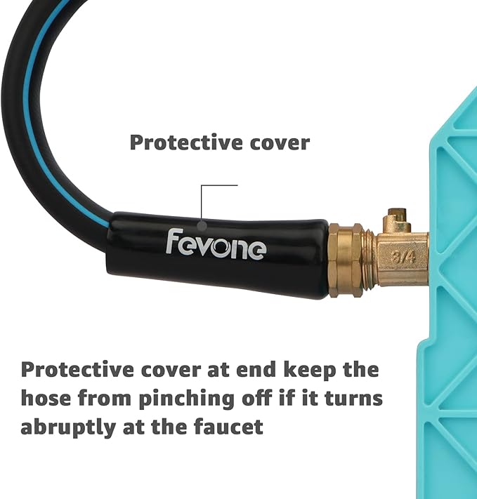Fevone 100 ft Garden Hose Non Kinking Flexible Water Hose Heavy Duty Hybrid Polymer 5/8 Inner Diameter Hose 3/4 Brass Fittings