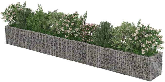 Gabion Raised Bed Gardening Box Patio planters Garden beds Outdoor Raised Flower Bed Suitable for Nursery Orchard Arboretum Corridor Galvanized Steel 177.2x19.7x19.7