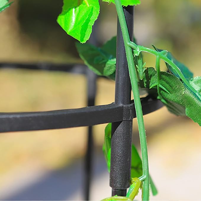 4.7FT Tower Garden Obelisk Trellis Metal Heavy Duty Garden Trellis Plant Tower Tomato Cage Tall Plant Support for Climbing Vines and Flowers Stands Black
