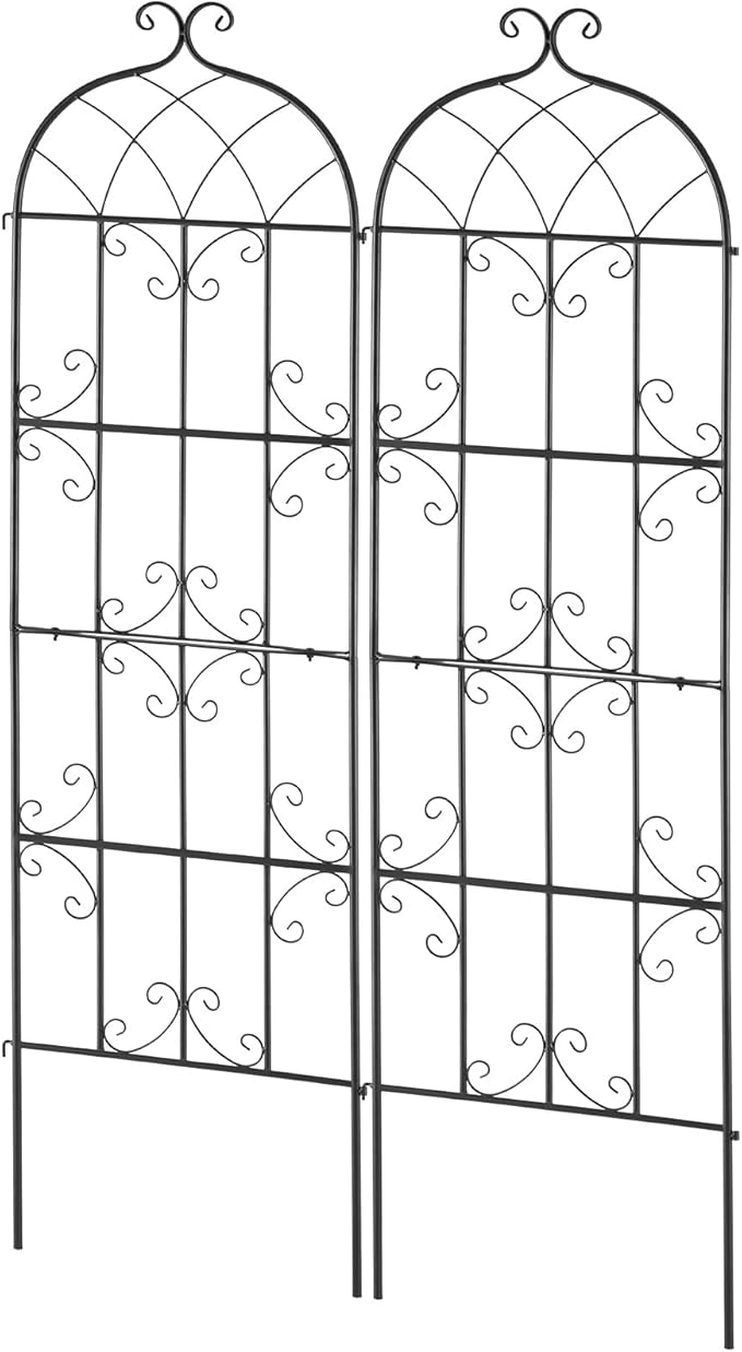 VEVOR 71 x 20 in 2 Packs Rustproof Metal Garden Flower Trellis Outdoor Climbing Rose &amp Cucumber Support Decorative Clematis Trellis for Courtyards &amp Lawns