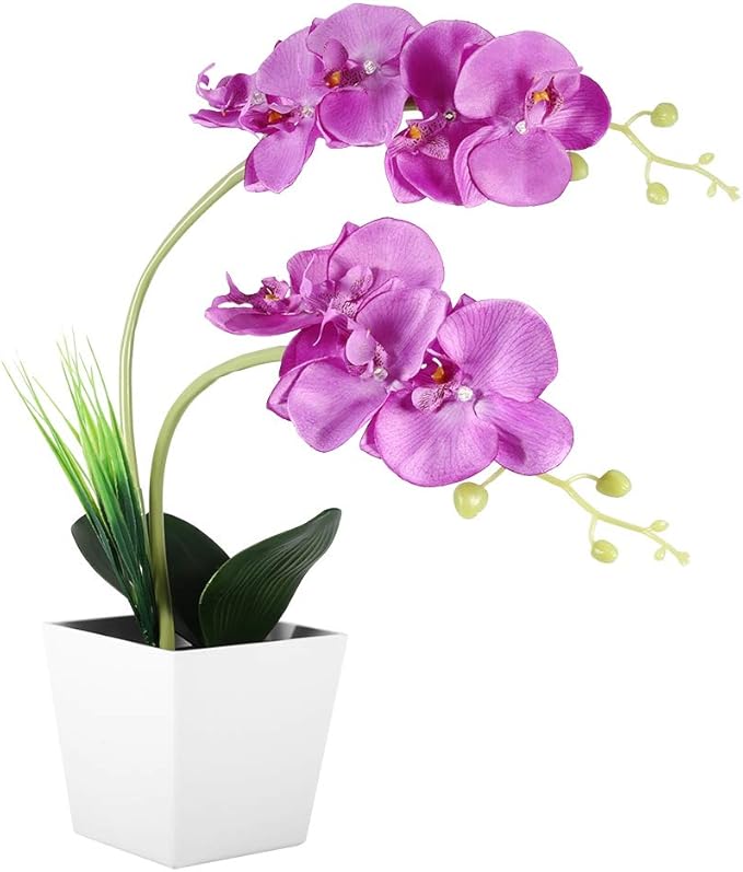 9LED Artificial Flower Pot Lamp Simulation Phalaenopsis Bonsai Light Foldable LED Decorative Flower Lamp with Bright White LEDs for Indoor Outdoor Home Decoration