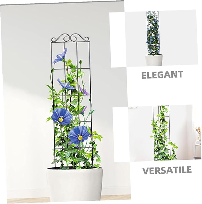 4pcs Black Metal Garden Trellis Plant Climbing Frame for Potted Flower Vines Indoor Outdoor Plant Support Frame 50x15cm